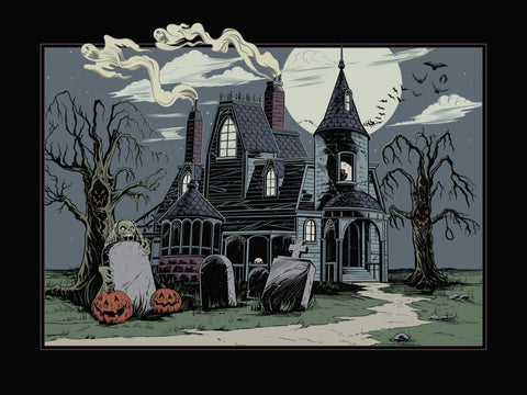 Haunted House Art Print-Autumn Version